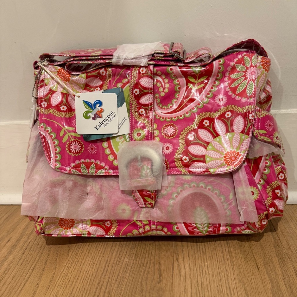 Kalencom 11" Coated Midi Buckle Diaper Bag, Gypsy Paisley Cotton Candy - Picture 2 of 4